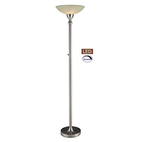 71" Led Floor Lamp with Alabaster Glass Shade and Dimmer Clear Traditional Vintage Nickel