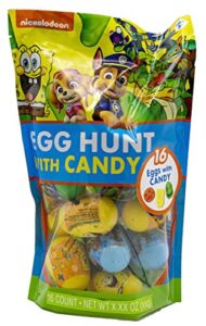 nickelodeon themed candy filled plastic easter eggs basket stuffers, 2.82 ounce, 16 count