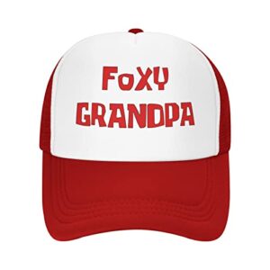 nvjui jufopl foxy grandpa hat, mesh adjustable trucker cap for men women red