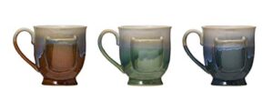 creative co-op 16 oz. stoneware mug with tea bag holder, reactive glaze, 3 colors