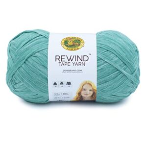 lion brand yarn rewind yarn, yarn for knitting and crocheting, craft tape yarn, capri breeze, 657 foot (pack of 1)