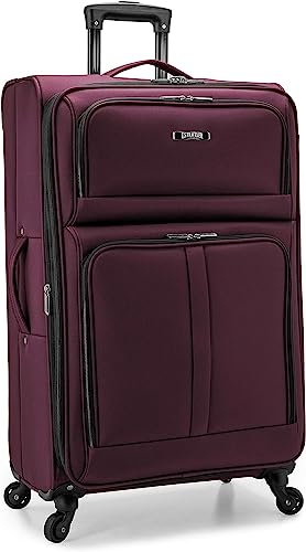 U.S. Traveler Anzio Softside Expandable Spinner Luggage, Burgundy, Checked-Large 30-Inch