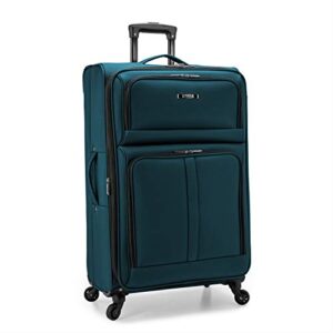 u.s. traveler anzio softside expandable spinner luggage, teal, checked-large 30-inch