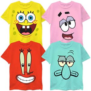 freeze spongebob character big face t-shirt bundle (7, spogebob,patrick,squidward & mr. krabs)