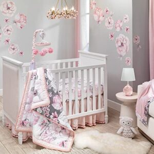 Lambs & Ivy Signature Botanical Baby Pink Floral Musical Baby Crib Mobile