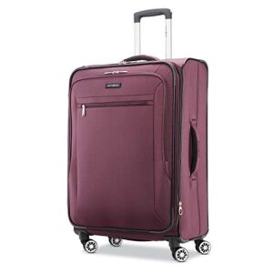 samsonite ascella x softside expandable luggage with spinners, plum, checked-large 29-inch