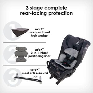 Diono Radian 3QX 4-in-1 Rear & Forward Facing Convertible Car Seat, Safe+ Engineering 3 Stage Infant Protection, 10 Years 1 Car Seat, Ultimate Protection, Slim Fit 3 Across, Black Jet