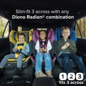 Diono Radian 3QX 4-in-1 Rear & Forward Facing Convertible Car Seat, Safe+ Engineering 3 Stage Infant Protection, 10 Years 1 Car Seat, Ultimate Protection, Slim Fit 3 Across, Black Jet