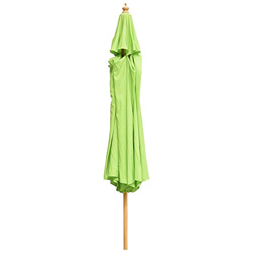 Yescom 13ft Wood Patio Umbrella 8 Ribs Outdoor Market Deck Umbrella Backyard Parasol with German Beech Bright Green