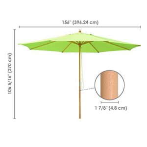 Yescom 13ft Wood Patio Umbrella 8 Ribs Outdoor Market Deck Umbrella Backyard Parasol with German Beech Bright Green