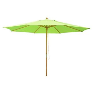 Yescom 13ft Wood Patio Umbrella 8 Ribs Outdoor Market Deck Umbrella Backyard Parasol with German Beech Bright Green