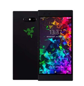 razer phone 2, unlocked gaming smartphone – 120hz qhd display – snapdragon 845 – wireless charging – chroma – 8gb ram - 64gb - satin black (renewed)
