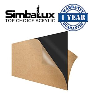 SimbaLux Acrylic Sheet Black Opaque Cast Plexiglass 12" x 24" Long Panel 1/8" Thick (3mm) Plastic Plexi Glass Board with Protective Paper for Signs, DIY Display Projects, Craft, Easy to Cut