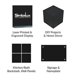 SimbaLux Acrylic Sheet Black Opaque Cast Plexiglass 12" x 24" Long Panel 1/8" Thick (3mm) Plastic Plexi Glass Board with Protective Paper for Signs, DIY Display Projects, Craft, Easy to Cut