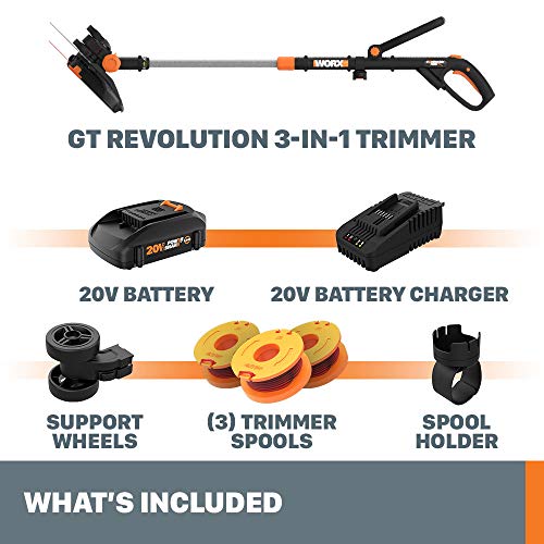 Worx GT Revolution 20V 12" String Trimmer Grass Trimmer/Edger/Mini-Mower, WG170.2