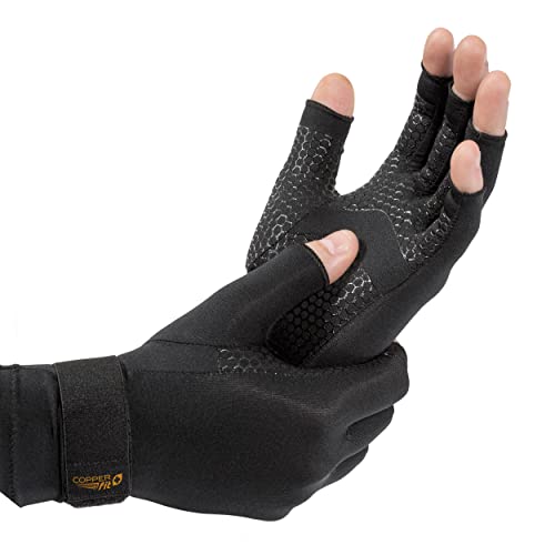 Copper Fit ICE Compression Gloves Infused with Menthol, Black, Large/X-Large