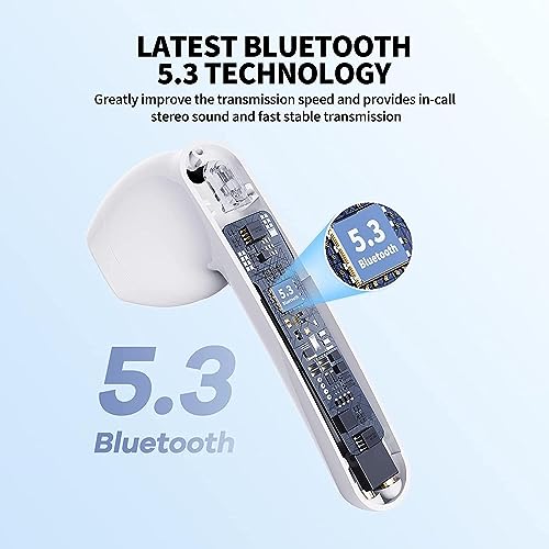 Wireless Earbuds, Bluetooth 5.3 Earphones with Active Noise Cancelling Air Buds Pods 3D Stereo in-Ear Built-in Mic IPX7 Waterproof Sport Headsets Bluetooth Headphones for iPhone/Android/airpod Case