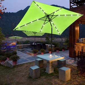 Yescom 10x6.5ft Outdoor Rectangle Solar Powered LED Patio Umbrella with Crank Tilt for Garden Backyard Table Market Pool