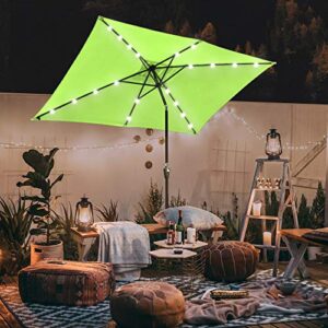 Yescom 10x6.5ft Outdoor Rectangle Solar Powered LED Patio Umbrella with Crank Tilt for Garden Backyard Table Market Pool