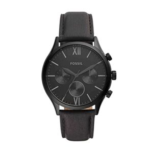 fenmore midsize multifunction black leather watch