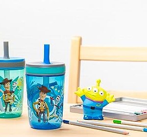 Zak Designs Kelso 15 oz Tumbler Set (Toy Story 4 - Woody & Buzz 2pc Set) Toddlers Cup Non-BPA Leak-Proof Screw-On Lid with Straw Made of Durable Plastic and Silicone, Perfect Baby Cup Bundle for Kids