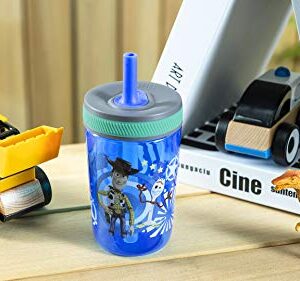 Zak Designs Kelso 15 oz Tumbler Set (Toy Story 4 - Woody & Buzz 2pc Set) Toddlers Cup Non-BPA Leak-Proof Screw-On Lid with Straw Made of Durable Plastic and Silicone, Perfect Baby Cup Bundle for Kids