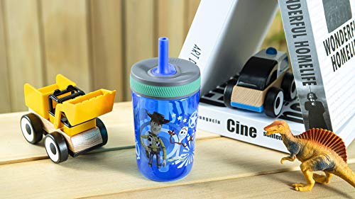 Zak Designs Kelso 15 oz Tumbler Set (Toy Story 4 - Woody & Buzz 2pc Set) Toddlers Cup Non-BPA Leak-Proof Screw-On Lid with Straw Made of Durable Plastic and Silicone, Perfect Baby Cup Bundle for Kids