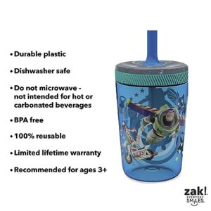 Zak Designs Kelso 15 oz Tumbler Set (Toy Story 4 - Woody & Buzz 2pc Set) Toddlers Cup Non-BPA Leak-Proof Screw-On Lid with Straw Made of Durable Plastic and Silicone, Perfect Baby Cup Bundle for Kids