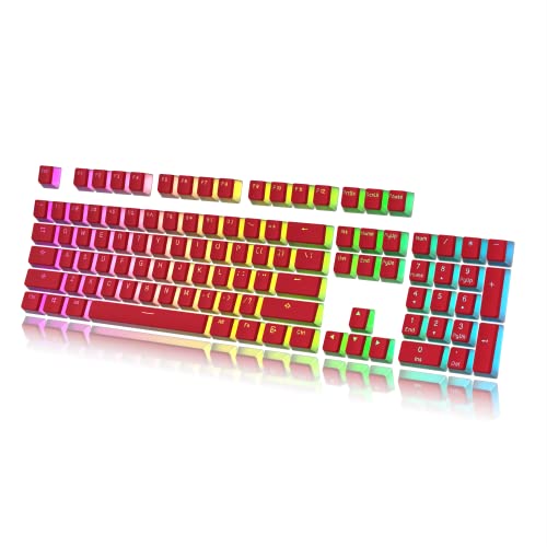 HK Gaming Pudding Keycaps Set | Doubleshot PBT Keycap Set | Full 108 OEM Profile Key Set | ANSI US-Layout | for Mechanical Keyboard | Compatible with Cherry MX, Gateron, Kailh, Outemu | Red