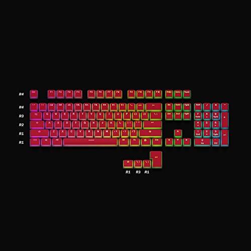 HK Gaming Pudding Keycaps Set | Doubleshot PBT Keycap Set | Full 108 OEM Profile Key Set | ANSI US-Layout | for Mechanical Keyboard | Compatible with Cherry MX, Gateron, Kailh, Outemu | Red