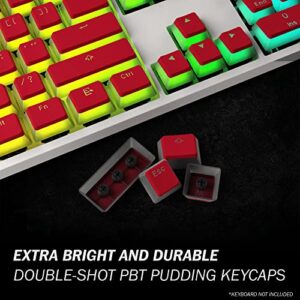 HK Gaming Pudding Keycaps Set | Doubleshot PBT Keycap Set | Full 108 OEM Profile Key Set | ANSI US-Layout | for Mechanical Keyboard | Compatible with Cherry MX, Gateron, Kailh, Outemu | Red