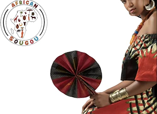 African Fan/African Fabric Fan/Ankara Fan/Leather Folding Fan/Designs Random