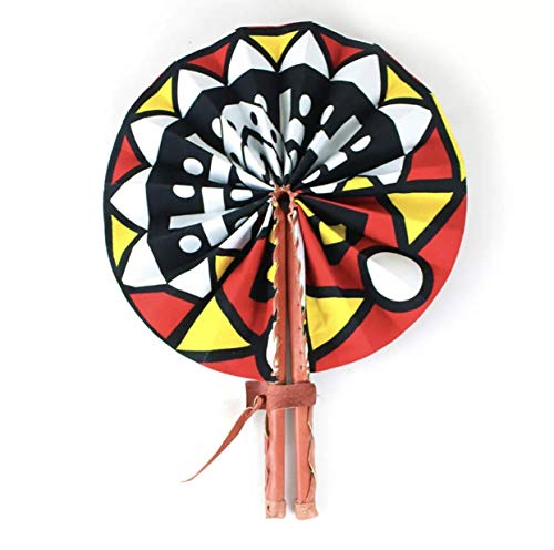 African Fan/African Fabric Fan/Ankara Fan/Leather Folding Fan/Designs Random