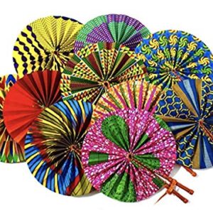 African Fan/African Fabric Fan/Ankara Fan/Leather Folding Fan/Designs Random