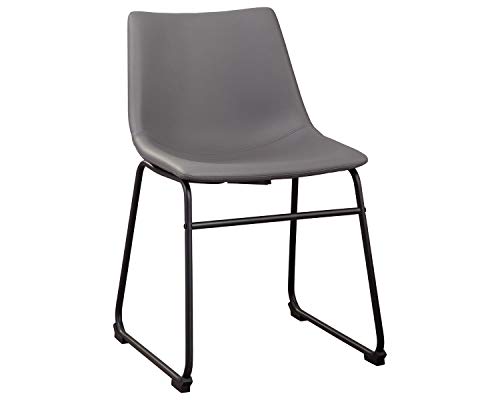 Signature Design by Ashley Centiar Urban Industrial 19" Faux Leather Bucket Dining Chair, 2 Count, Gray