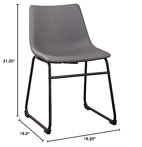 Signature Design by Ashley Centiar Urban Industrial 19" Faux Leather Bucket Dining Chair, 2 Count, Gray