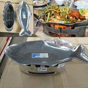 Fish Shaped Plate Hot Pot Tray With Stove Set Aluminium Charcoal Asian Thai Food Chafing Dishes