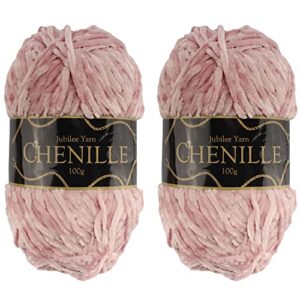 jubileeyarn chenille yarn - worsted weight - 100g/skein - ballet slipper - 2 skeins