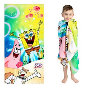 franco kids super soft cotton beach towel, 58 in x 28 in, spongebob squarepants