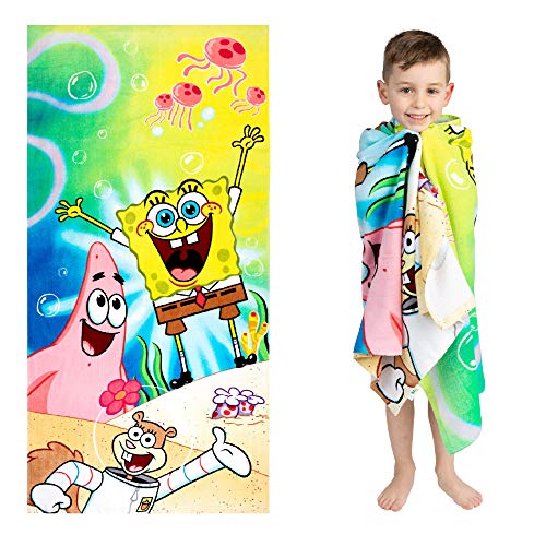 Franco Kids Super Soft Cotton Beach Towel, 58 in x 28 in, Spongebob Squarepants