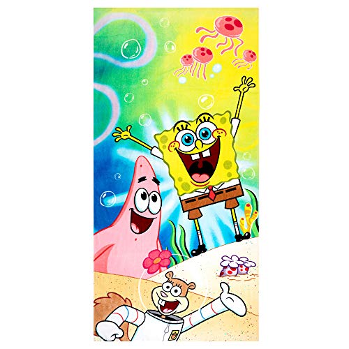 Franco Kids Super Soft Cotton Beach Towel, 58 in x 28 in, Spongebob Squarepants