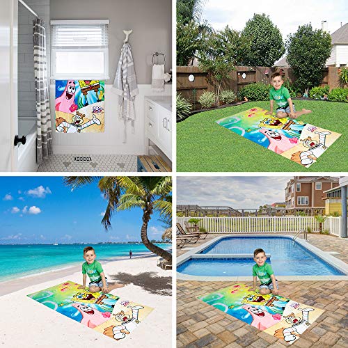 Franco Kids Super Soft Cotton Beach Towel, 58 in x 28 in, Spongebob Squarepants