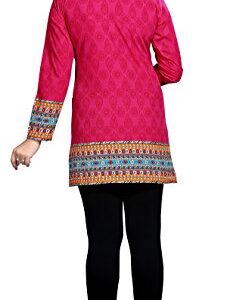 Maple Clothing Women's Kurti Kurta Top Tunic Printed from India (Pink, 3XL)