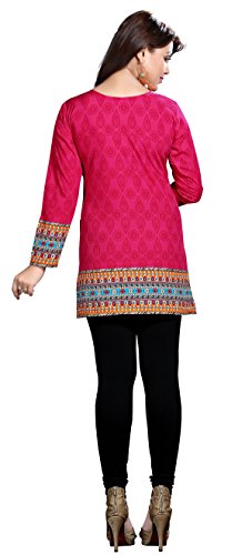 Maple Clothing Women's Kurti Kurta Top Tunic Printed from India (Pink, 3XL)