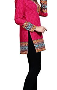 Maple Clothing Women's Kurti Kurta Top Tunic Printed from India (Pink, 3XL)