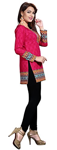 Maple Clothing Women's Kurti Kurta Top Tunic Printed from India (Pink, 3XL)