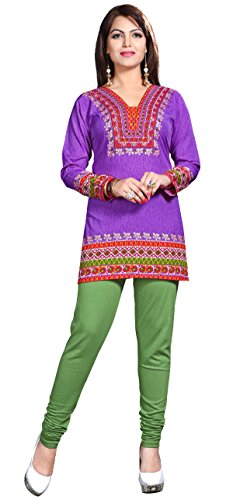 Maple Clothing Women's Short Kurta Tunic Kurti Top Indian Clothing (Purple, 3XL)