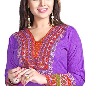 Maple Clothing Women's Short Kurta Tunic Kurti Top Indian Clothing (Purple, 3XL)