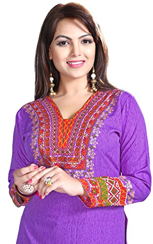 Maple Clothing Women's Short Kurta Tunic Kurti Top Indian Clothing (Purple, 3XL)