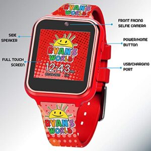 Accutime Kids Ryan's World Red Educational, Touchscreen Smart Watch Toy for Boys, Girls, Toddlers - Selfie Cam, Learning Games, Alarm, Calculator, Pedometer and More, 7Model: RYW4005AZ